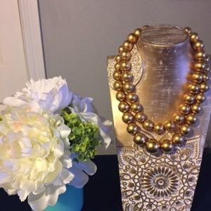 Anne Klein two tier gold bead necklace